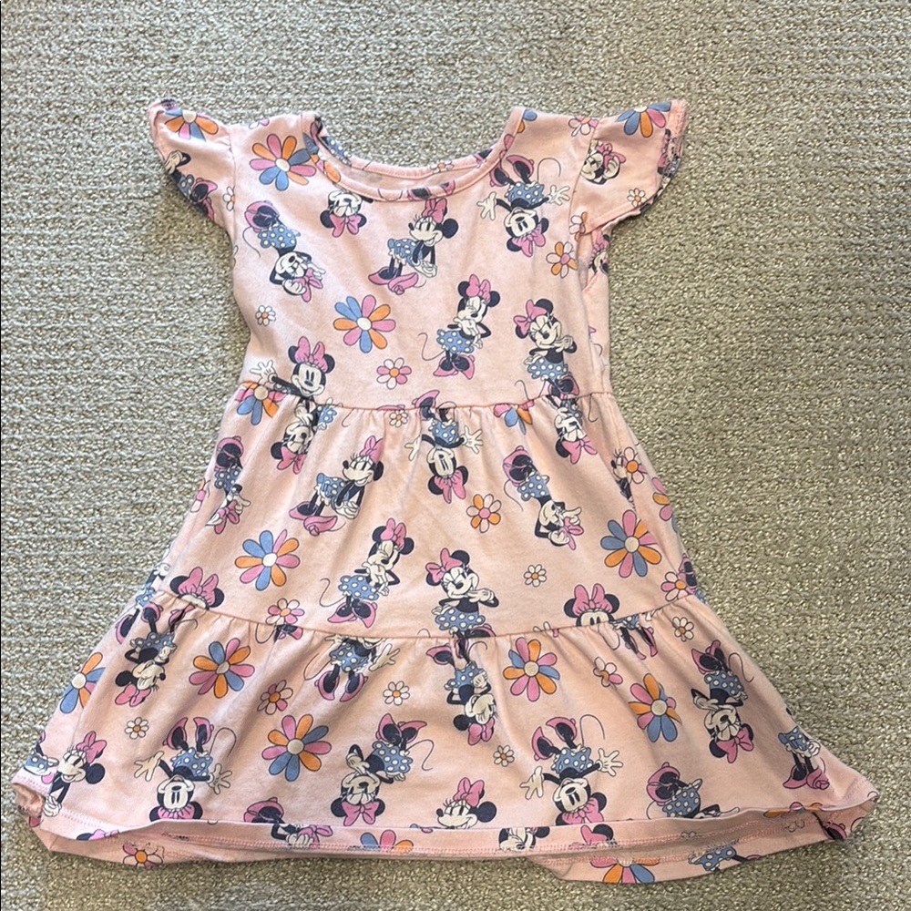 Disney Minnie Pink Ruffled Tiered Sundress with Flutter Sleeves